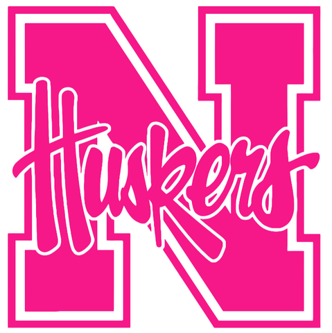 Nebraska Cornhuskers Hot Pink Retro Throwback Logo Premium DieCut Vinyl Decal PICK SIZE