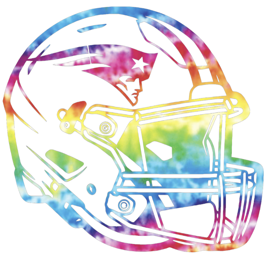 New England Patriots Crucial Catch Cancer Football Helmet Tie Dye Vinyl Decal PICK SIZE