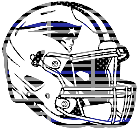 New England Patriots Football Helmet Thin Blue Line American Flag Premium DieCut Vinyl Decal PICK SIZE