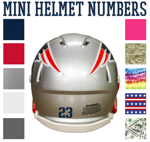 New England Patriots Jersey Style Vinyl Number Decal Sheet Set of 50 #0-9 - Pick Color & Size