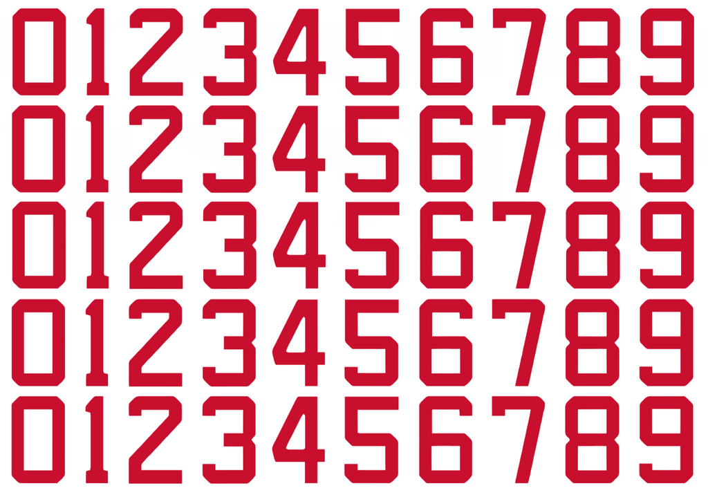 New Jersey Devils Helmet Jersey Style Vinyl Number Decal Sheet Set of 50 #0-9 - Pick Color & Size