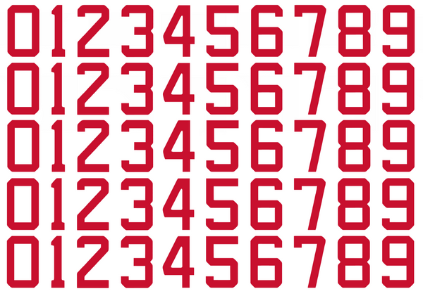New Jersey Devils Helmet Jersey Style Vinyl Number Decal Sheet Set of 50 #0-9 - Pick Color & Size