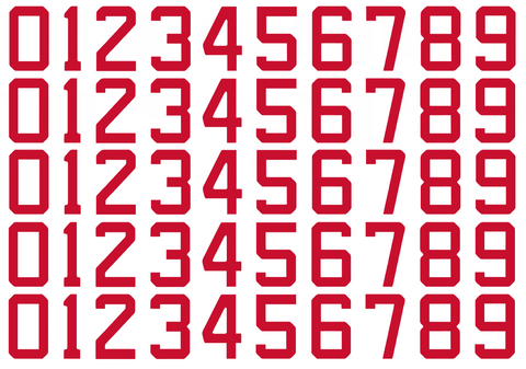 New Jersey Devils Helmet Jersey Style Vinyl Number Decal Sheet Set of 50 #0-9 - Pick Color & Size