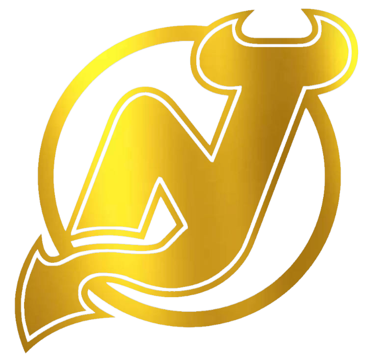 New Jersey Devils GOLD CHROME MIRROR Team Logo Premium DieCut Vinyl Decal PICK SIZE