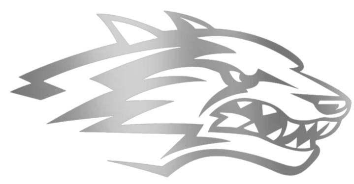 New Mexico Lobos SILVER CHROME MIRROR Alternate Logo Premium DieCut Vinyl Decal PICK SIZE