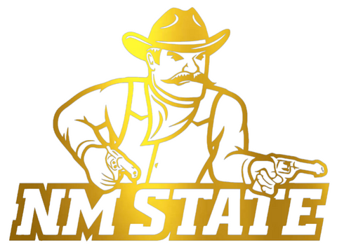 New Mexico State Aggies GOLD CHROME MIRROR Alternate Logo Premium DieCut Vinyl Decal PICK SIZE