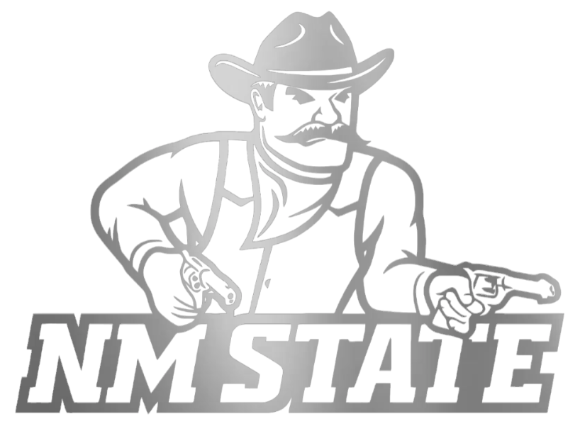 New Mexico State Aggies SILVER CHROME MIRROR Alternate Logo Premium DieCut Vinyl Decal PICK SIZE