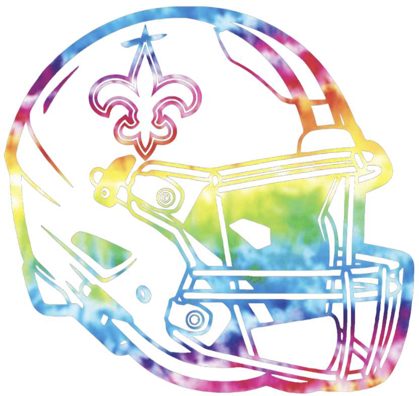 New Orleans Saints Crucial Catch Cancer Football Helmet Tie Dye Vinyl Decal PICK SIZE