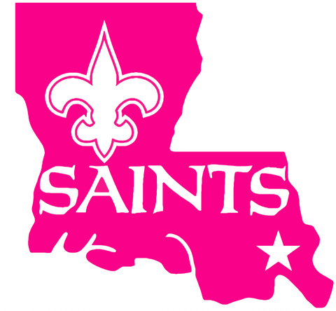 New Orleans Saints Hot Pink Louisiana State Logo Premium DieCut Vinyl Decal PICK SIZE