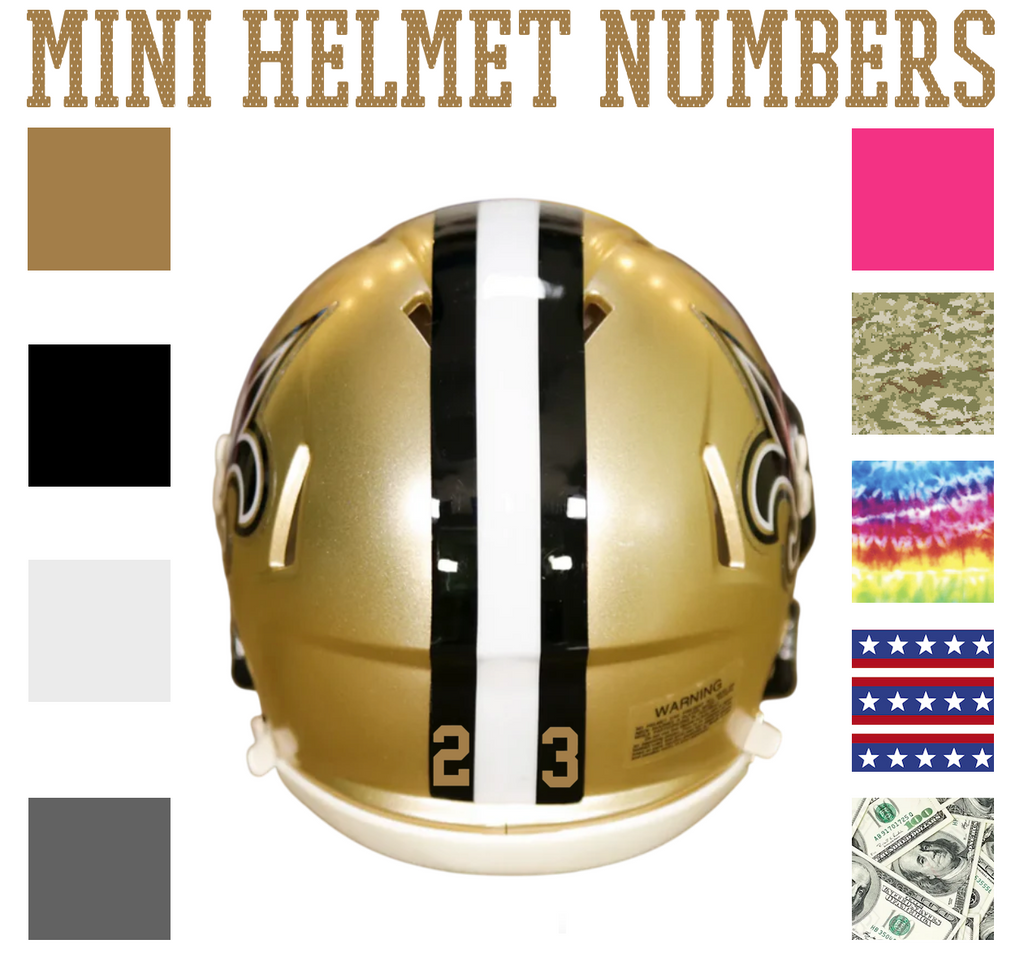 New Orleans Saints Jersey Style Vinyl Number Decal Sheet Set of 50 #0-9 - Pick Color & Size