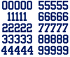 New York Giants Jersey Style Vinyl Number Decal Sheet Set of 50 #0-9 - Pick Color & Size