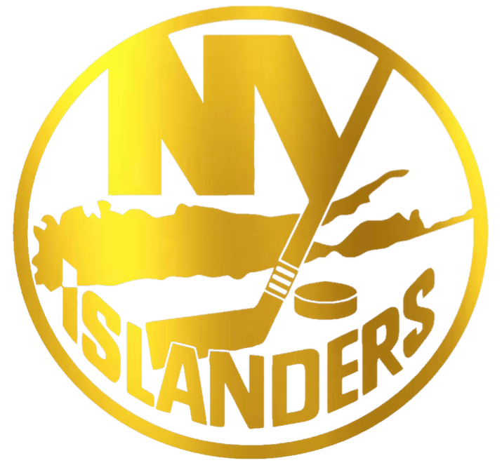 New York Islanders GOLD CHROME MIRROR Team Logo Premium DieCut Vinyl Decal PICK SIZE