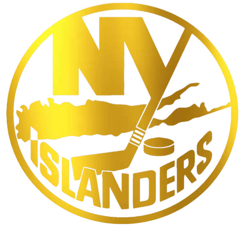 New York Islanders GOLD CHROME MIRROR Team Logo Premium DieCut Vinyl Decal PICK SIZE