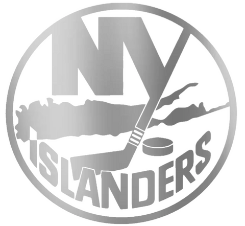 New York Islanders SILVER CHROME MIRROR Team Logo Premium DieCut Vinyl Decal PICK SIZE