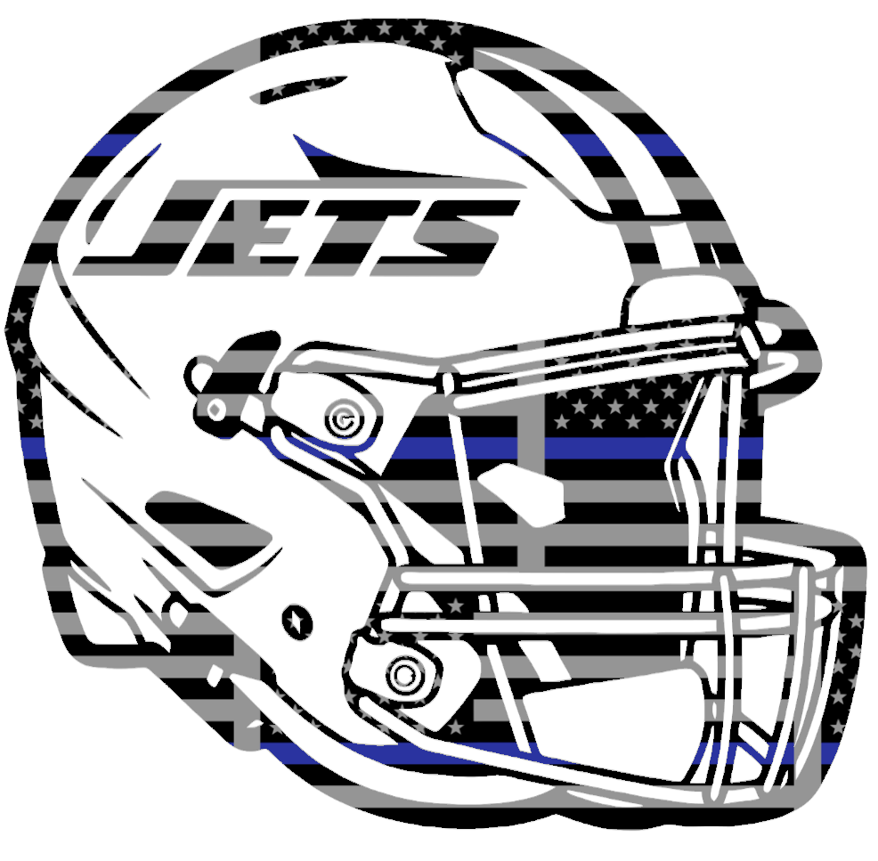 New York Jets Football Helmet Thin Blue Line American Flag Premium DieCut Vinyl Decal PICK SIZE