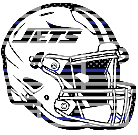 New York Jets Football Helmet Thin Blue Line American Flag Premium DieCut Vinyl Decal PICK SIZE