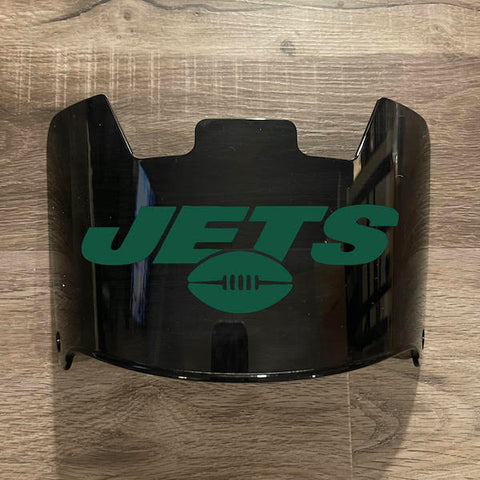 New York Jets Full Size Football Helmet Visor Shield Black Dark Tint w/ Clips - PICK LOGO COLOR
