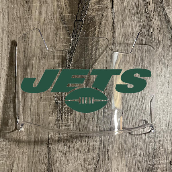 New York Jets Full Size Football Helmet Visor Shield Clear w/ Clips - PICK LOGO COLOR