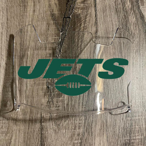 New York Jets Full Size Football Helmet Visor Shield Clear w/ Clips - PICK LOGO COLOR