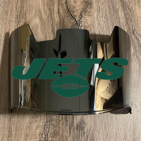 New York Jets Full Size Football Helmet Visor Shield Silver Chrome Mirror w/ Clips - PICK LOGO COLOR