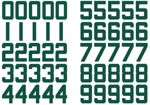 New York Jets Jersey Style Vinyl Number Decal Sheet Set of 50 #0-9 - Pick Color & Size