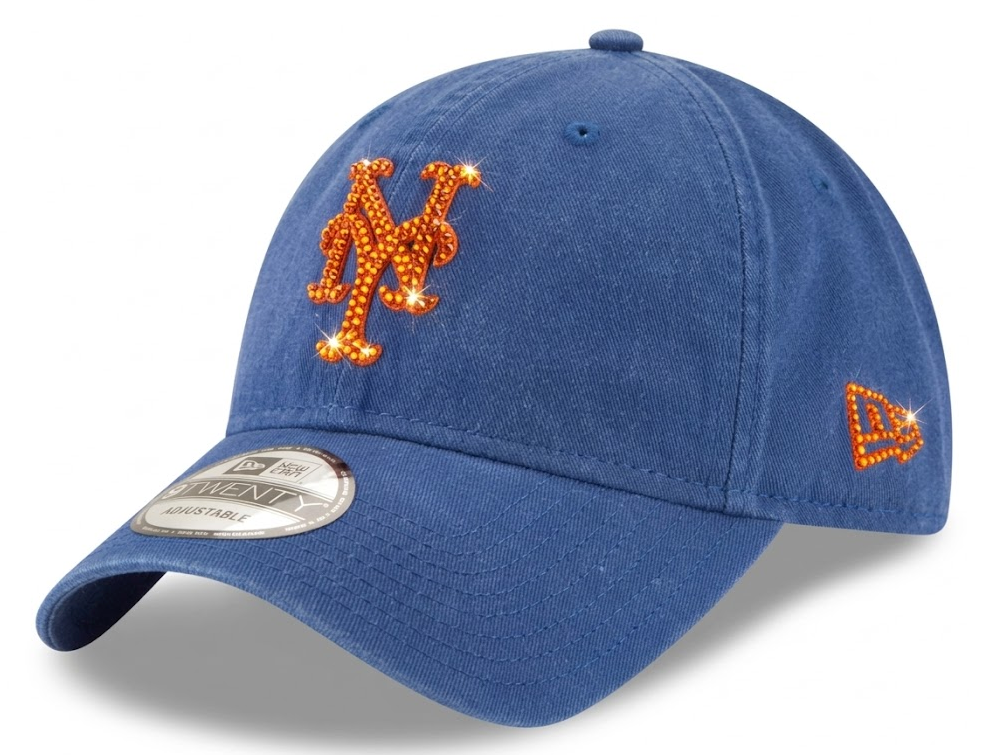 New York Mets Swarovski Crystal Bling Womens Blue New Era Adjustable Hat