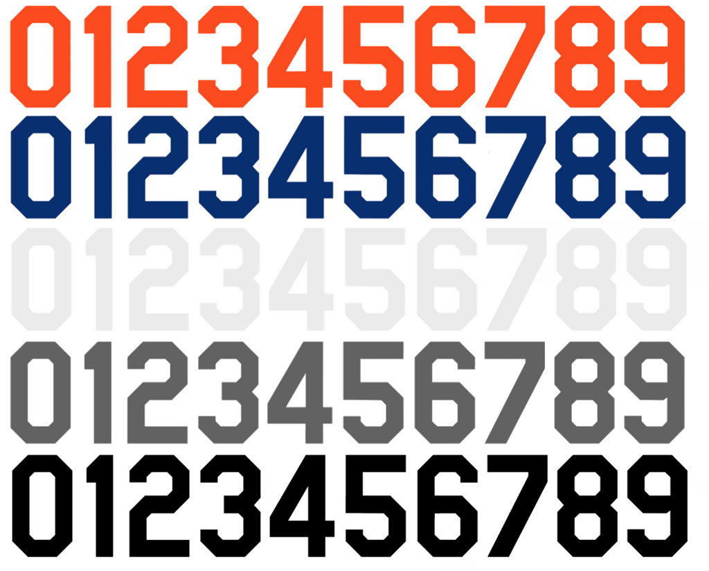 New York Mets Baseball Helmet Jersey Style Vinyl Number Decal Sheet Set of 50 #0-9 - Pick Color & Size
