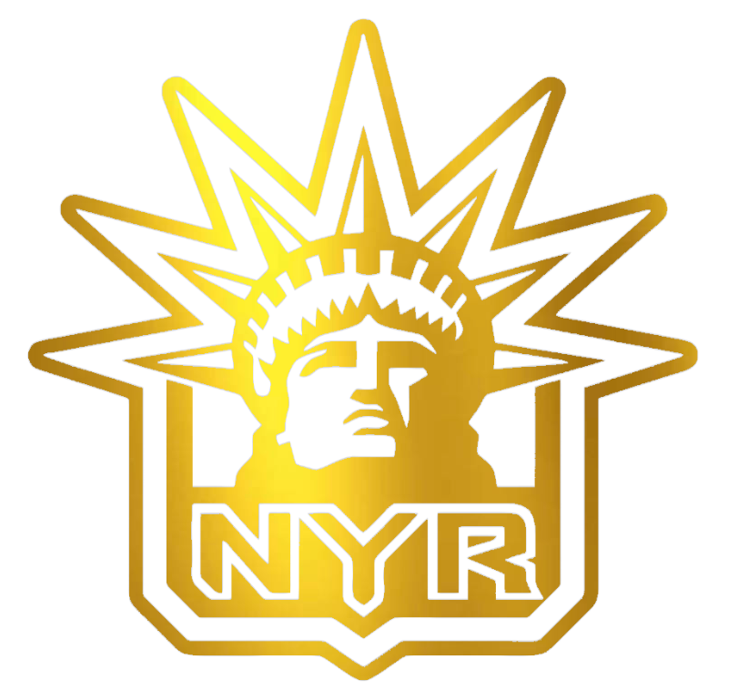 New York Rangers GOLD CHROME MIRROR Alternate Logo Premium DieCut Vinyl Decal PICK SIZE