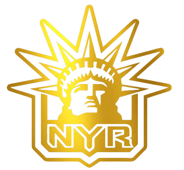 New York Rangers GOLD CHROME MIRROR Alternate Logo Premium DieCut Vinyl Decal PICK SIZE
