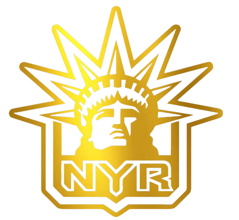 New York Rangers GOLD CHROME MIRROR Alternate Logo Premium DieCut Vinyl Decal PICK SIZE