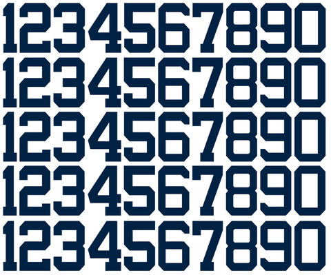 New York Yankees Baseball Helmet Jersey Style Vinyl Number Decal Sheet Set of 50 #0-9 - Pick Color & Size