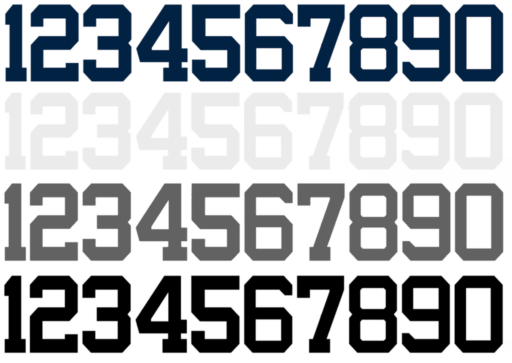 New York Yankees Baseball Helmet Jersey Style Vinyl Number Decal Sheet Set of 50 #0-9 - Pick Color & Size