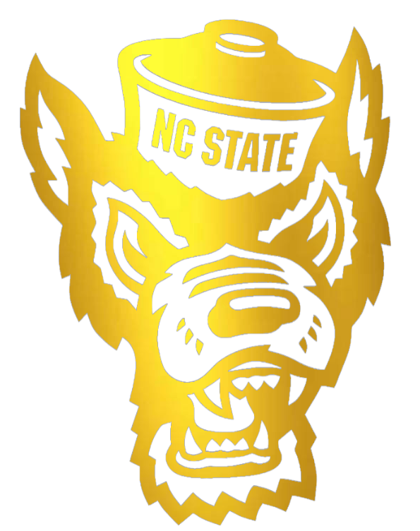 North Carolina NC State Wolfpack GOLD CHROME MIRROR Mascot Logo Premium DieCut Vinyl Decal PICK SIZE