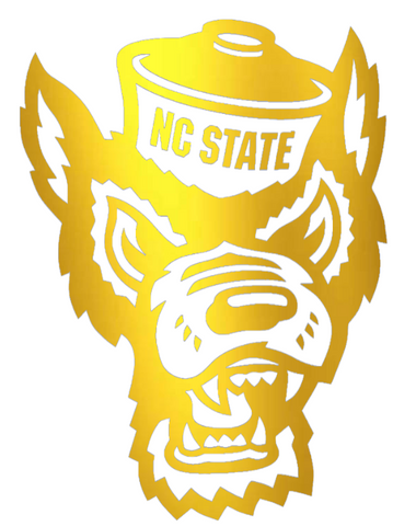 North Carolina NC State Wolfpack GOLD CHROME MIRROR Mascot Logo Premium DieCut Vinyl Decal PICK SIZE