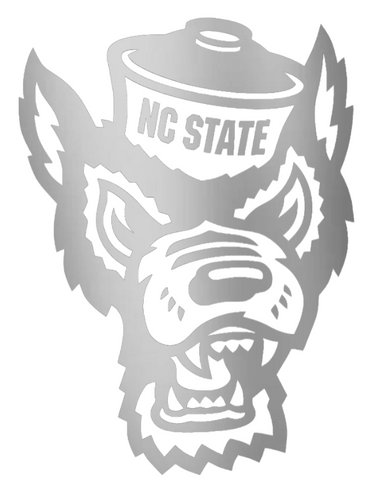 North Carolina NC State Wolfpack SILVER CHROME MIRROR Mascot Logo Premium DieCut Vinyl Decal PICK SIZE