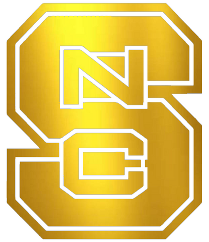 North Carolina NC State Wolfpack GOLD CHROME MIRROR Team Logo Premium DieCut Vinyl Decal PICK SIZE