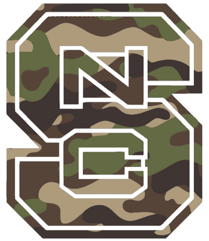 North Carolina NC State Wolfpack Woodland Camo Camouflage Team Logo Premium DieCut Vinyl Decal PICK SIZE