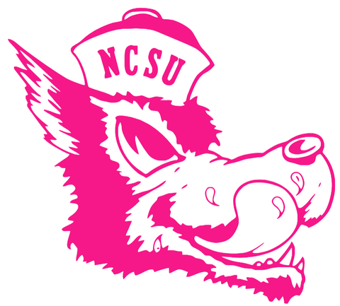 North Carolina NC State Wolfpack Hot Pink Retro Throwback Logo Premium DieCut Vinyl Decal PICK SIZE