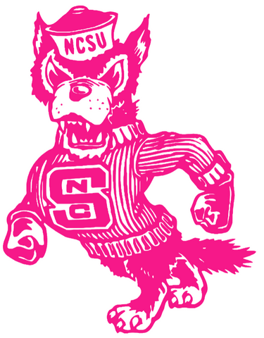 North Carolina NC State Wolfpack Hot Pink Retro Throwback Logo Premium DieCut Vinyl Decal PICK SIZE