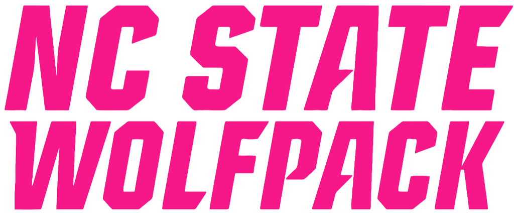 North Carolina NC State Wolfpack Hot Pink Team Name Logo Premium DieCut Vinyl Decal PICK SIZE