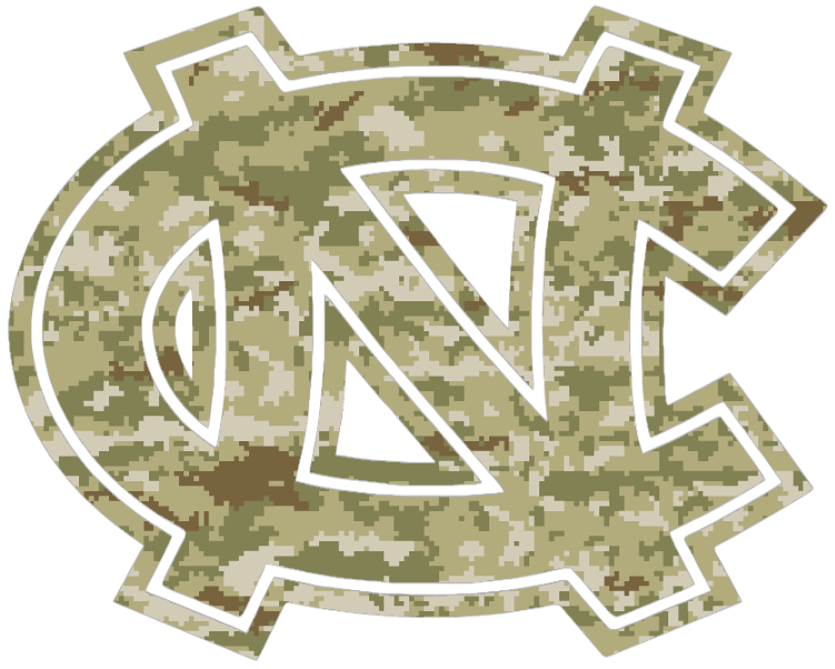 North Carolina Tar Heels Team Logo Salute to Service Camouflage Camo Vinyl Decal PICK SIZE