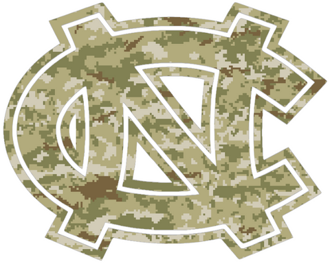 North Carolina Tar Heels Team Logo Salute to Service Camouflage Camo Vinyl Decal PICK SIZE