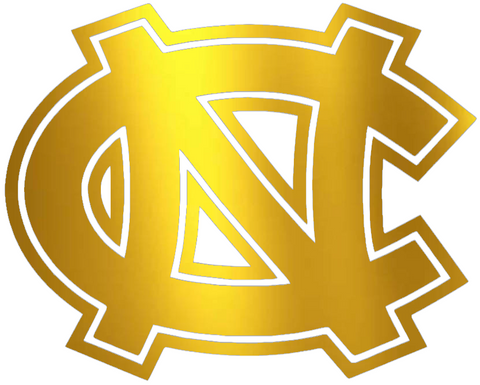 North Carolina Tar Heels GOLD CHROME MIRROR Team Logo Premium DieCut Vinyl Decal PICK SIZE