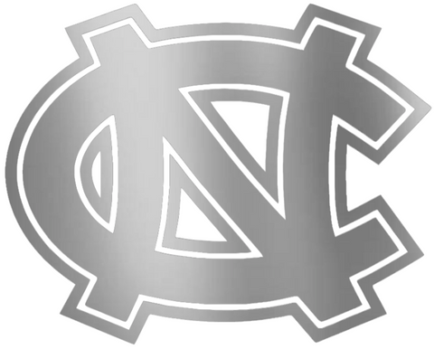 North Carolina Tar Heels SILVER CHROME MIRROR Team Logo Premium DieCut Vinyl Decal PICK SIZE