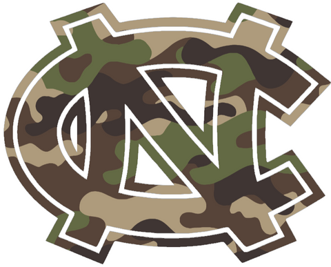 North Carolina Tar Heels Woodland Camo Camouflage Team Logo Premium DieCut Vinyl Decal PICK SIZE
