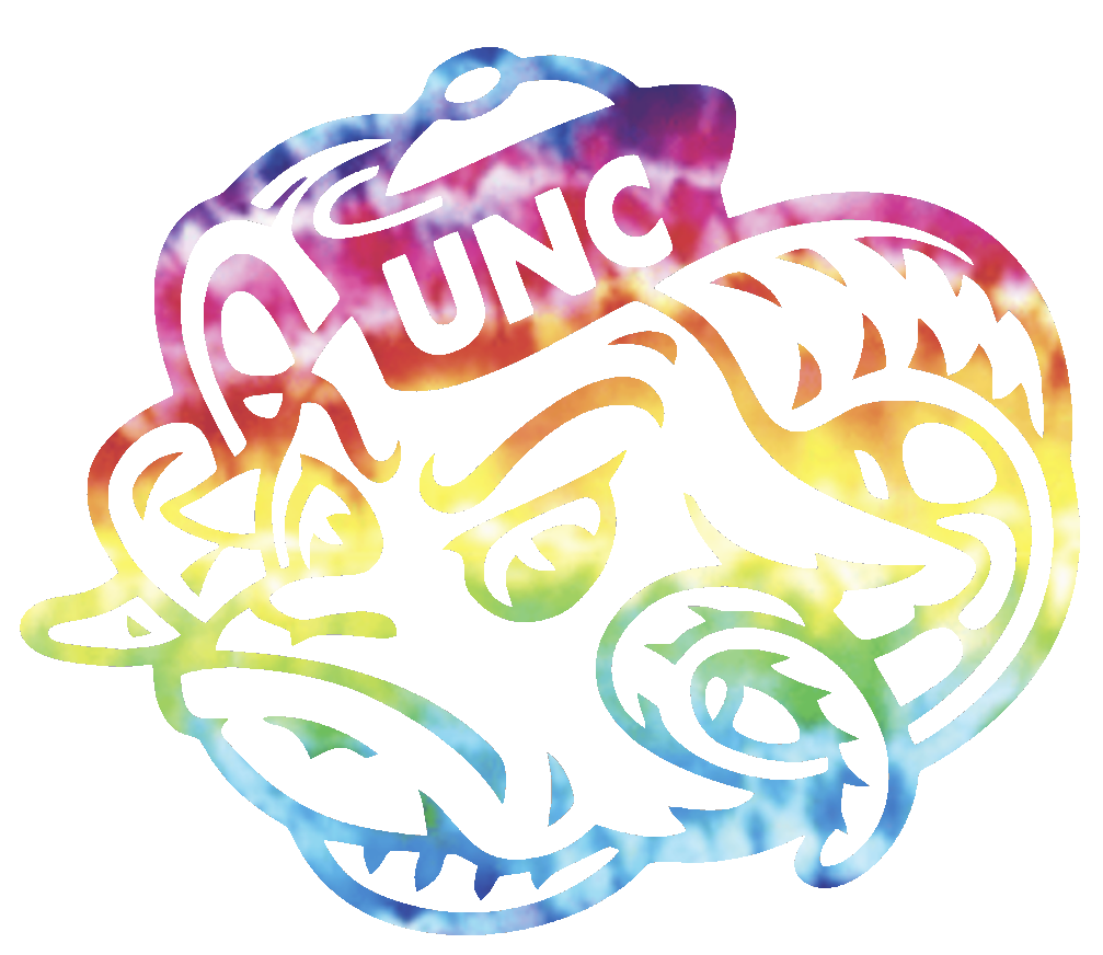 North Carolina Tar Heels Rameses Mascot Logo Crucial Catch Cancer Tie Dye Vinyl Decal PICK SIZE