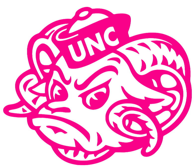 North Carolina Tar Heels Hot Pink Rameses Mascot Logo Premium DieCut Vinyl Decal PICK SIZE