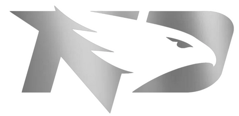 North Dakota Fighting Hawks SILVER CHROME MIRROR Team Logo Premium DieCut Vinyl Decal PICK SIZE