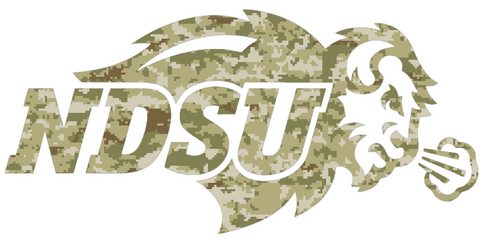 North Dakota State Bison NDSU Logo Salute to Service Camouflage Camo Vinyl Decal PICK SIZE