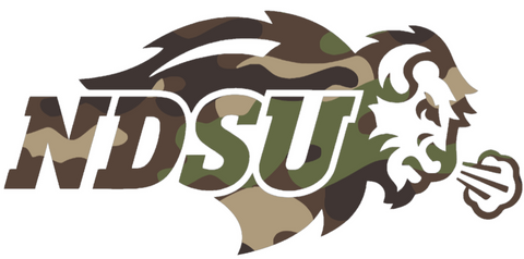 North Dakota State Bison Woodland Camo Camouflage NDSU Logo Premium DieCut Vinyl Decal PICK SIZE
